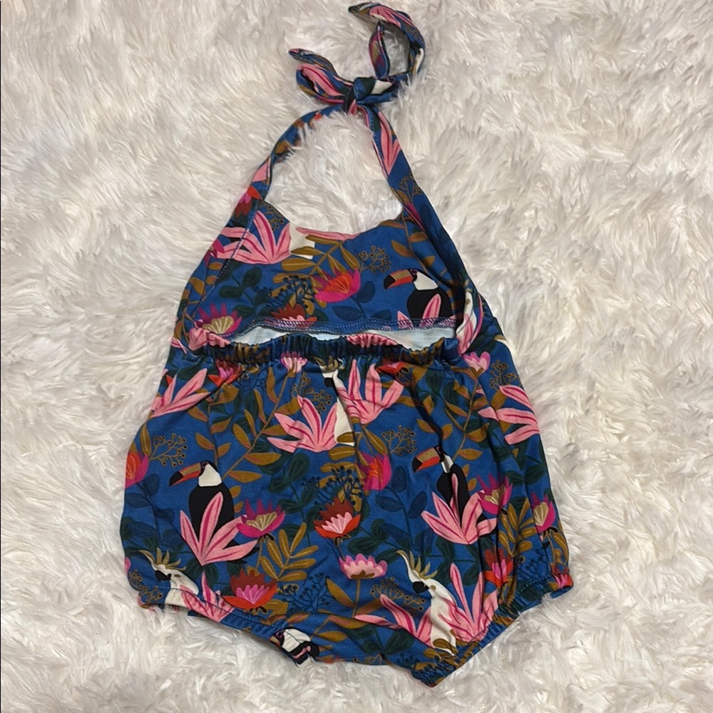 Little & lively Floral Blue and Pink Kids One Piece - Picture 2 of 4